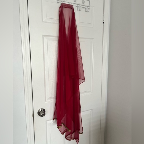 Red/Maroon Anarkali Suit Floor Length Gown - Picture 5 of 6